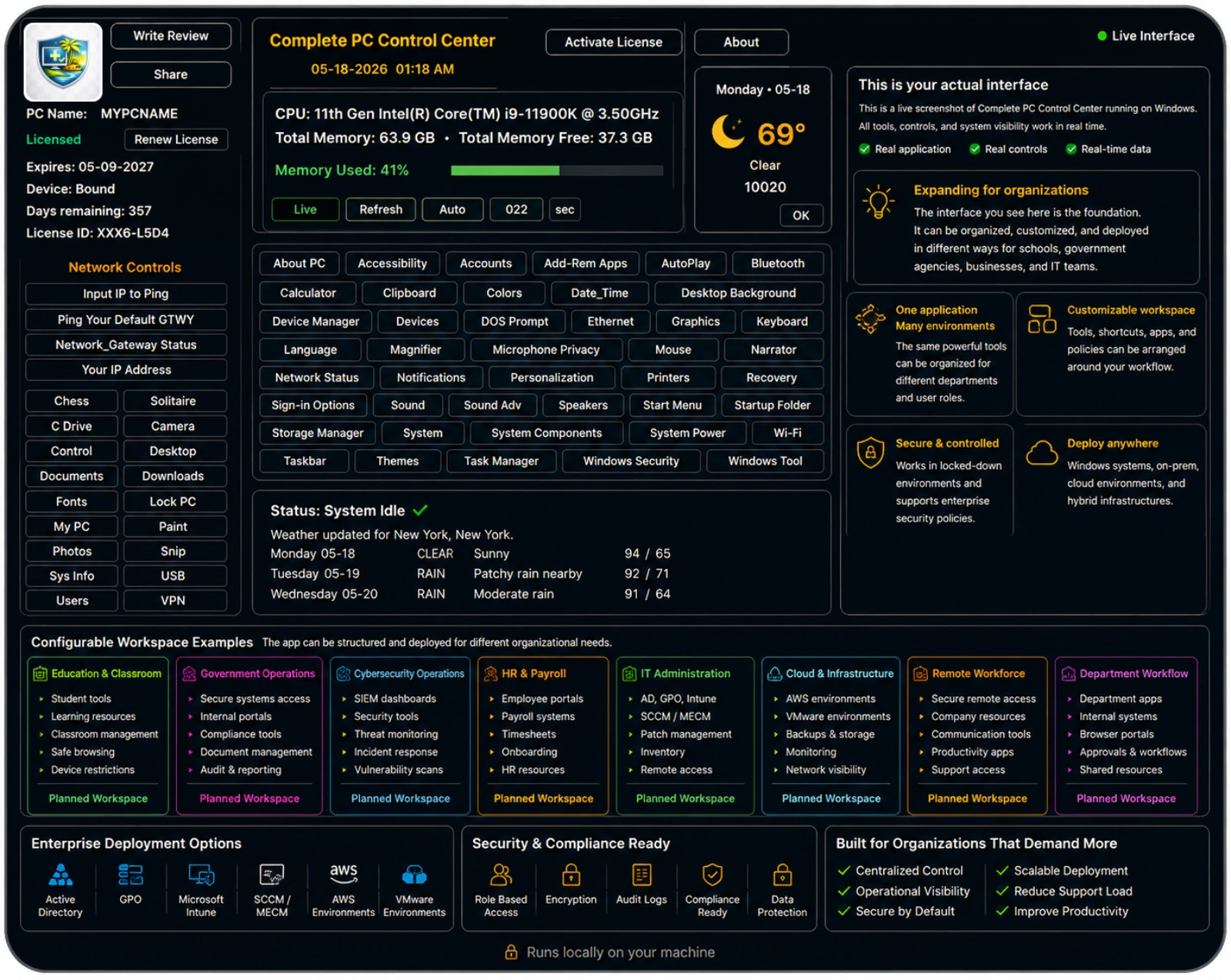 Complete PC Control Center Features